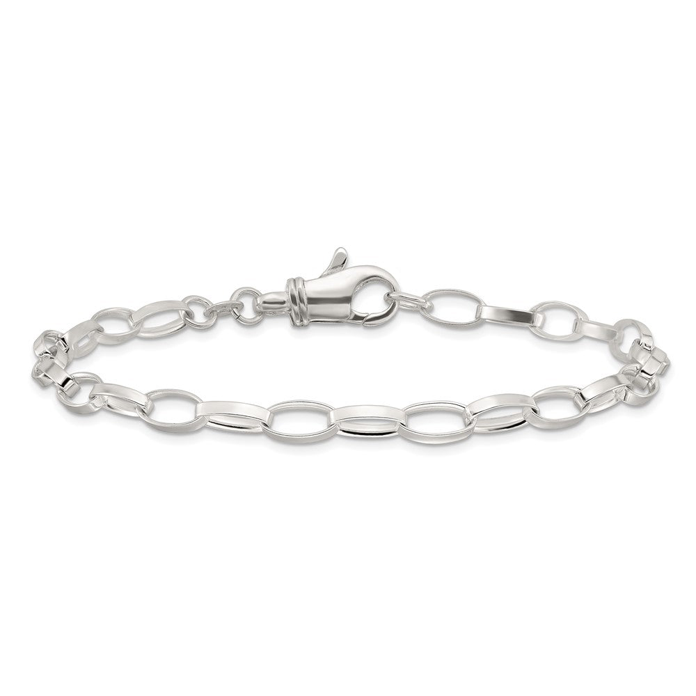 Sterling Silver Solid Polished Fancy Link Anklet