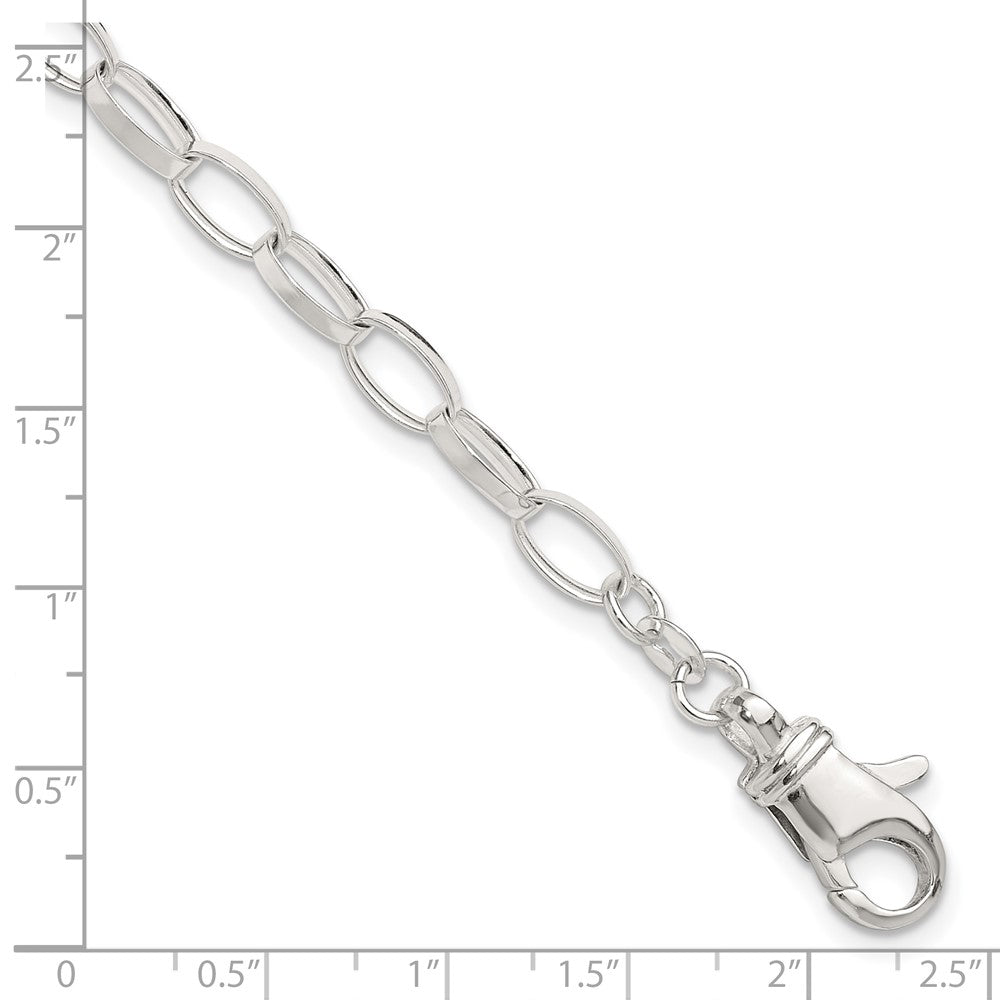 Sterling Silver Solid Polished Fancy Link Anklet