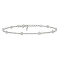 Sterling Silver 9in Plus 1in ext Polished Flower Anklet