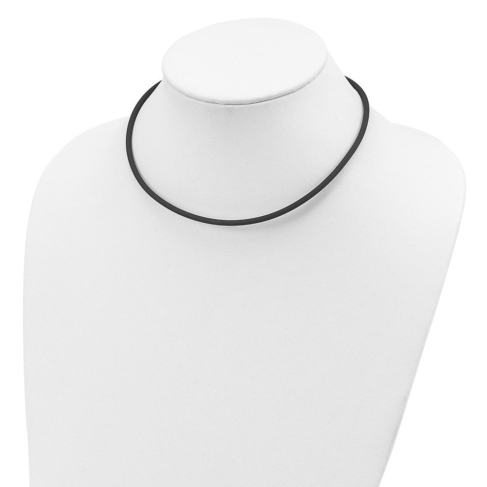 Sterling Silver 3mm Black Rubber Cord Necklace