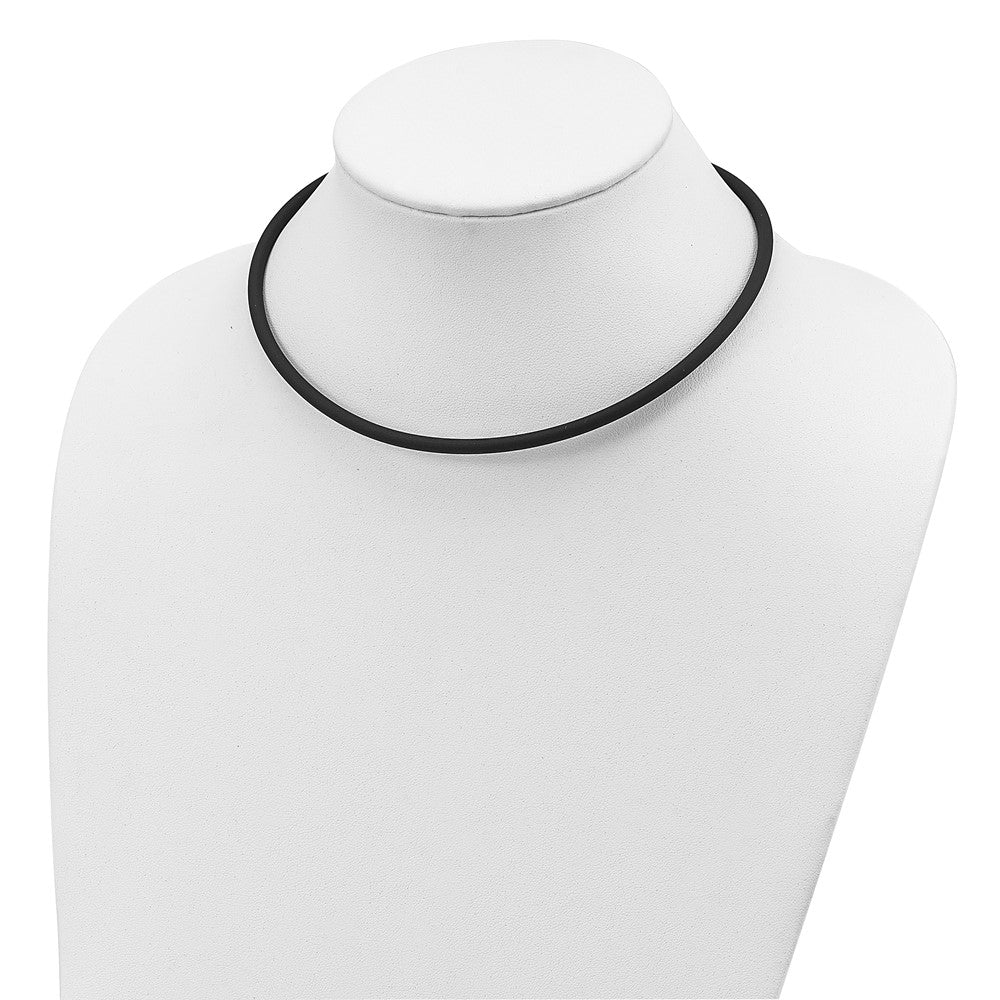 Sterling Silver 4mm Black Rubber Cord Necklace