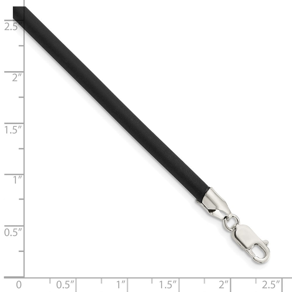 Sterling Silver 4mm Black Rubber Cord Necklace