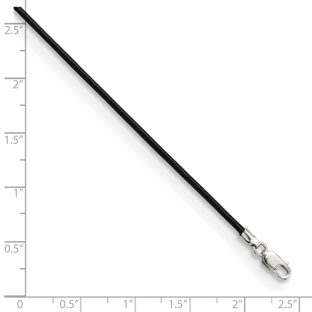 Sterling Silver 1.5mm Black Leather Cord Necklace