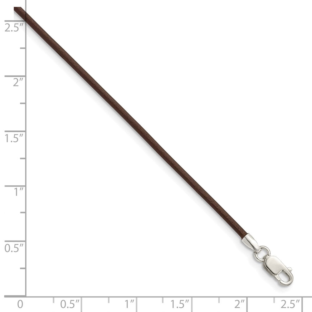 Sterling Silver 1.5mm Brown Leather Cord Necklace