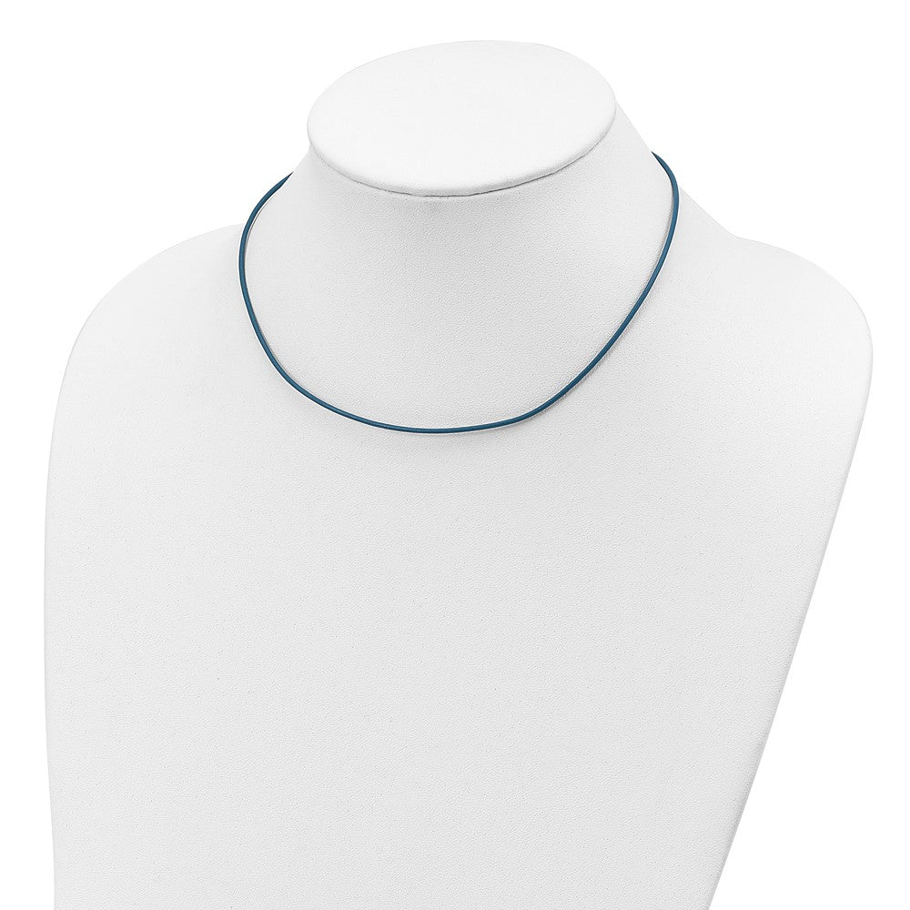 Sterling Silver 1.5mm Cornflower Leather Cord Necklace