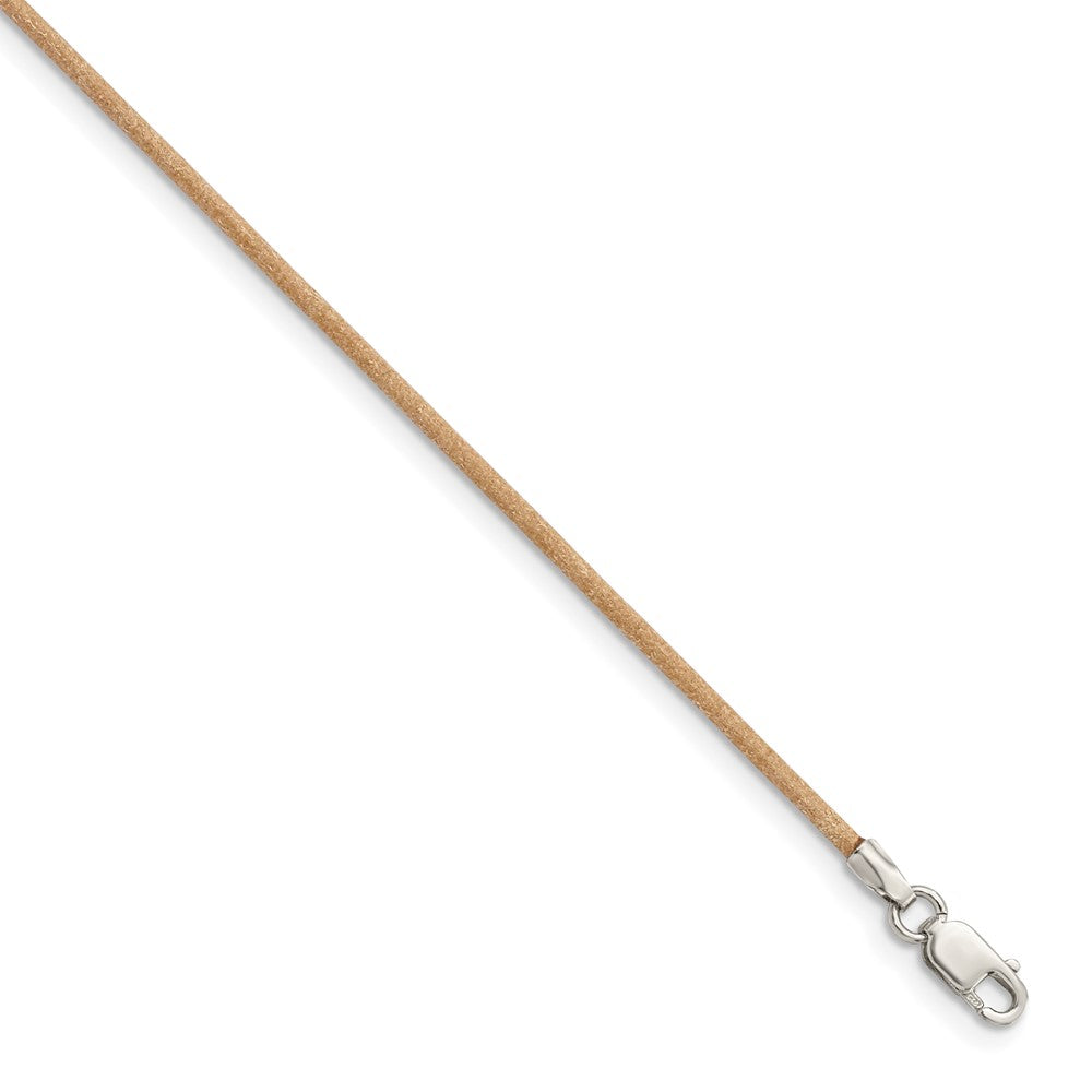 Sterling Silver 1.5mm Natural Leather Cord Necklace