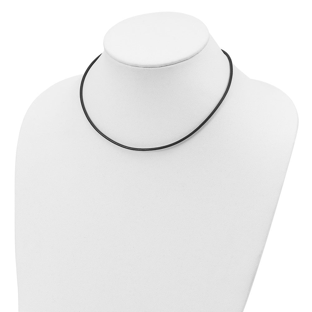 Sterling Silver 2mm Black Leather Cord Necklace