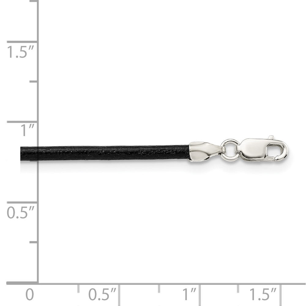 Sterling Silver 2mm Black Leather Cord Necklace