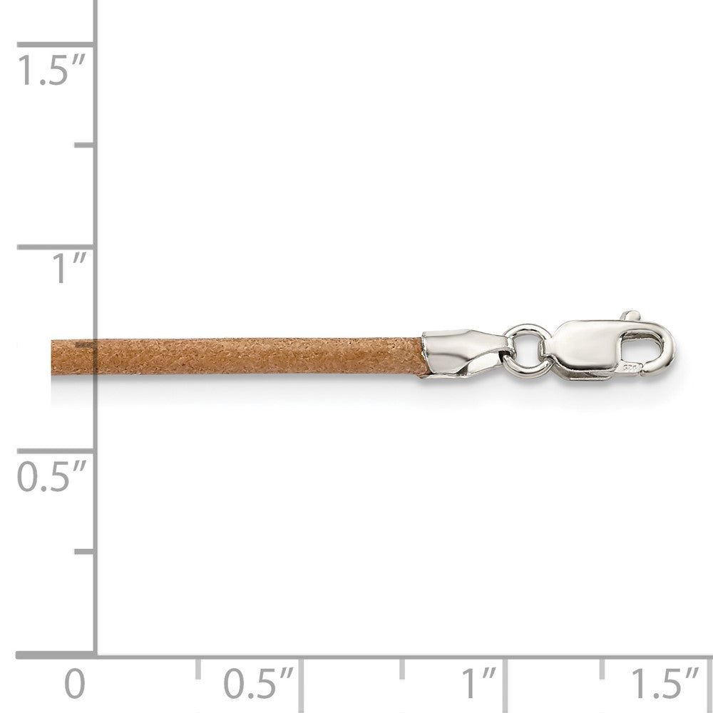 Sterling Silver 2mm Natural Leather Cord Necklace