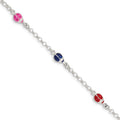 Sterling Silver Multi-color Enamel Ladybugs w/ ext. Children's Bracelet