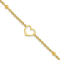 Sterling Silver Gold-tone 9in Plus 1 in ext Heart Anklet
