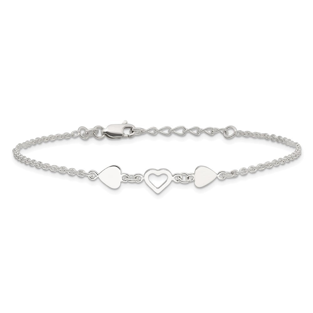 Sterling Silver Plus ext.Heart Link Anklet