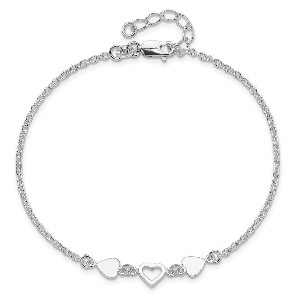 Sterling Silver Plus ext.Heart Link Anklet