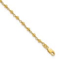 Sterling Silver Gold-tone Fancy Bead 9 inch Plus 1 inch ext Anklet