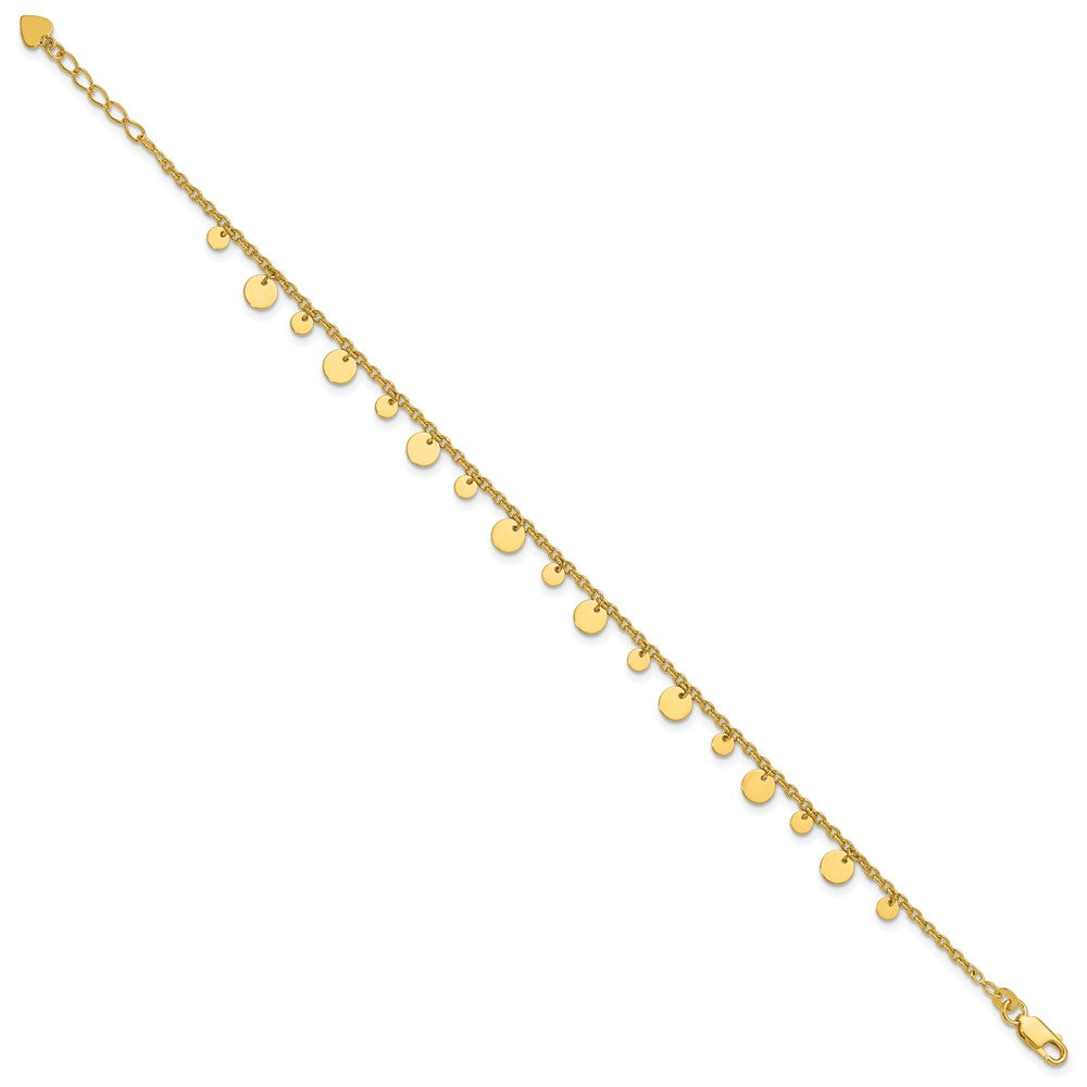 Sterling Silver Gold-tone Dangling Circle 9in Plus 1 in ext Anklet