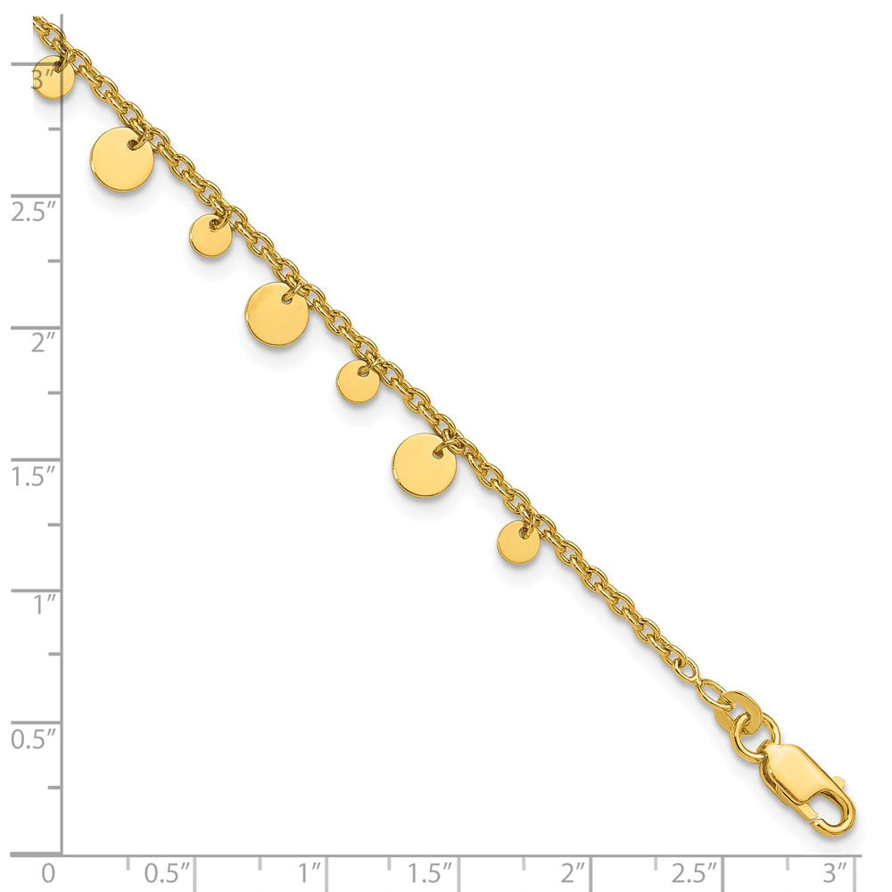 Sterling Silver Gold-tone Dangling Circle 9in Plus 1 in ext Anklet