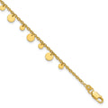 Sterling Silver Gold-tone Dangling Circle 9in Plus 1 in ext Anklet