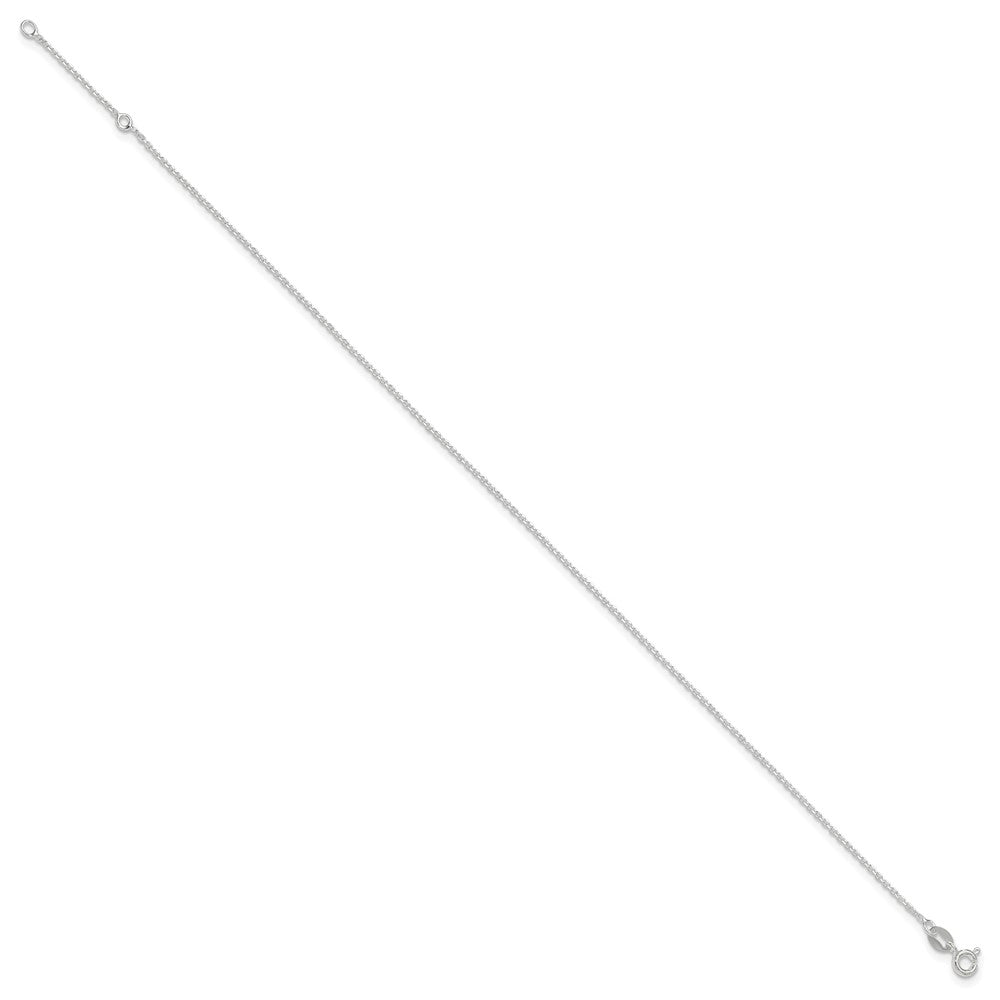 Sterling Silver 1mm Diamond-cut Plus ext. Anklet
