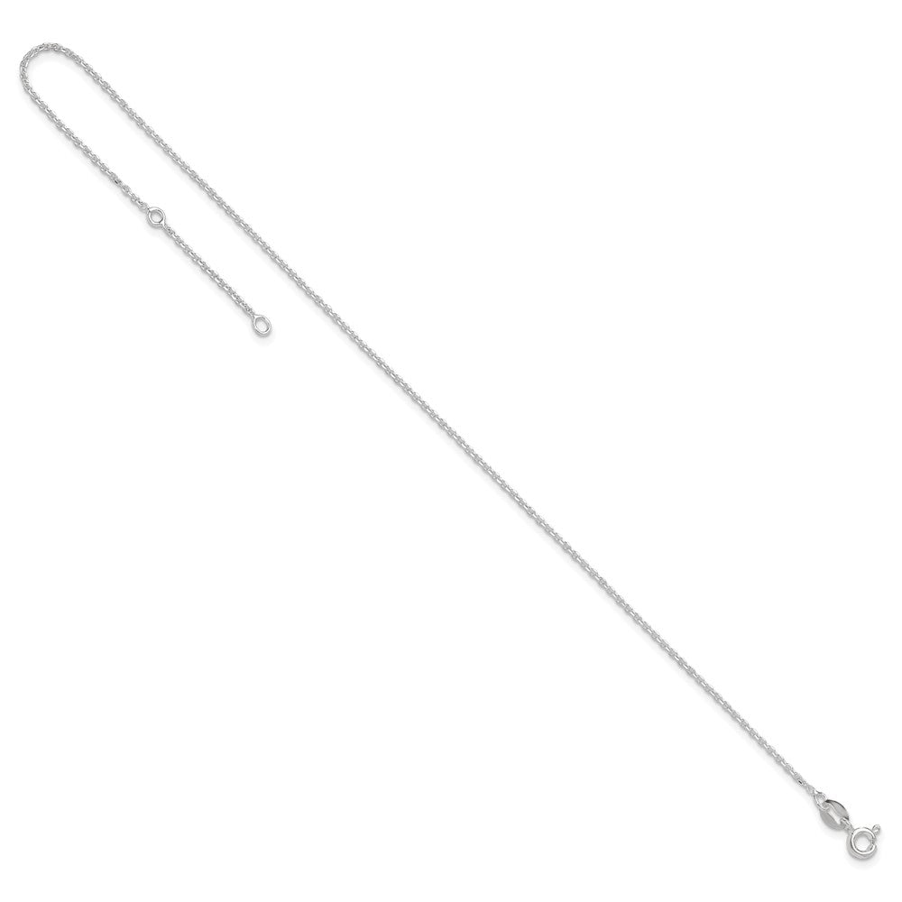 Sterling Silver 1mm Diamond-cut Plus ext. Anklet