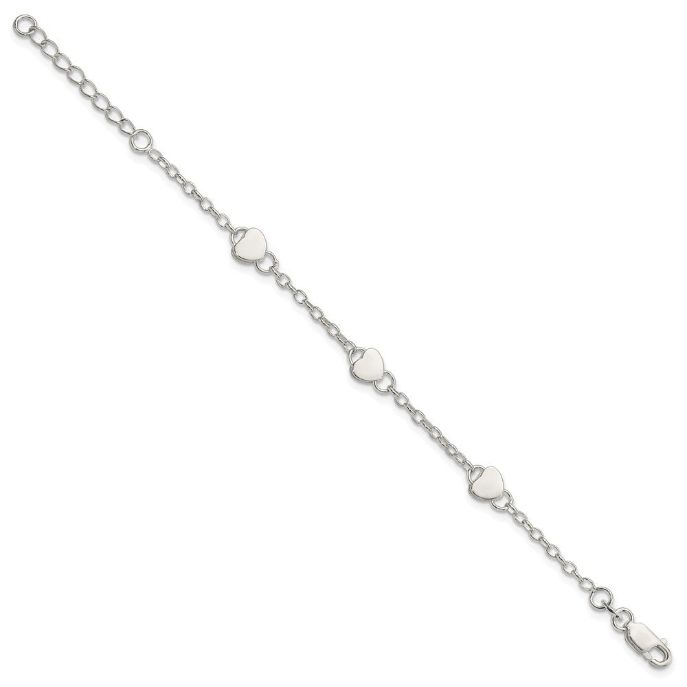 Sterling Silver Heart Plus Ext. Bracelet