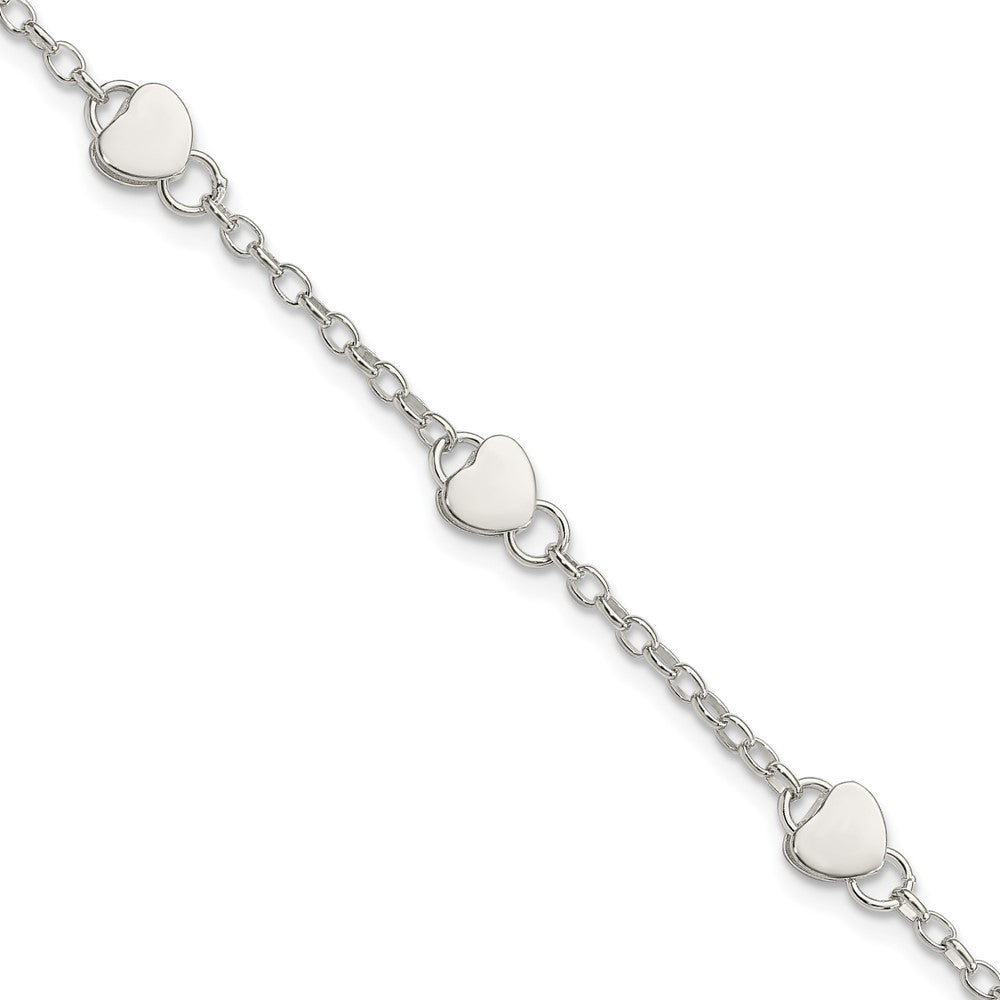 Sterling Silver Heart Plus Ext. Bracelet