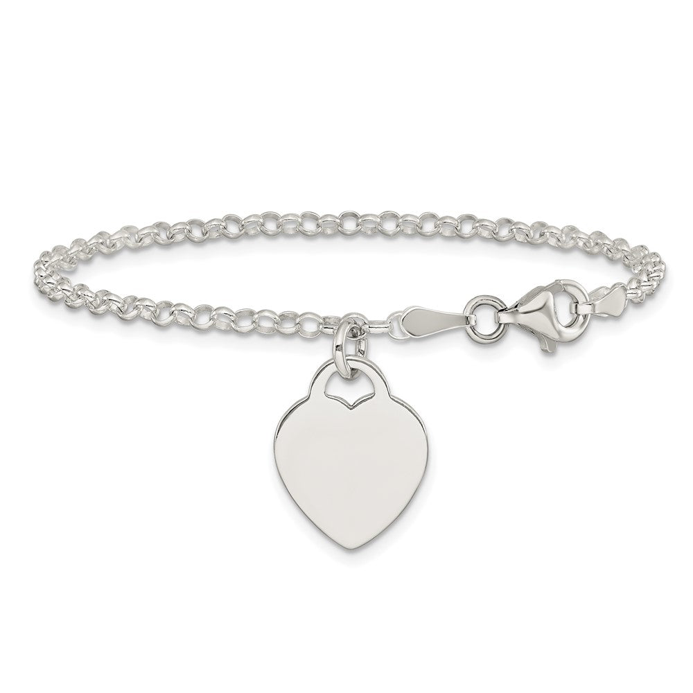 Sterling Silver Engraveable Heart Bracelet