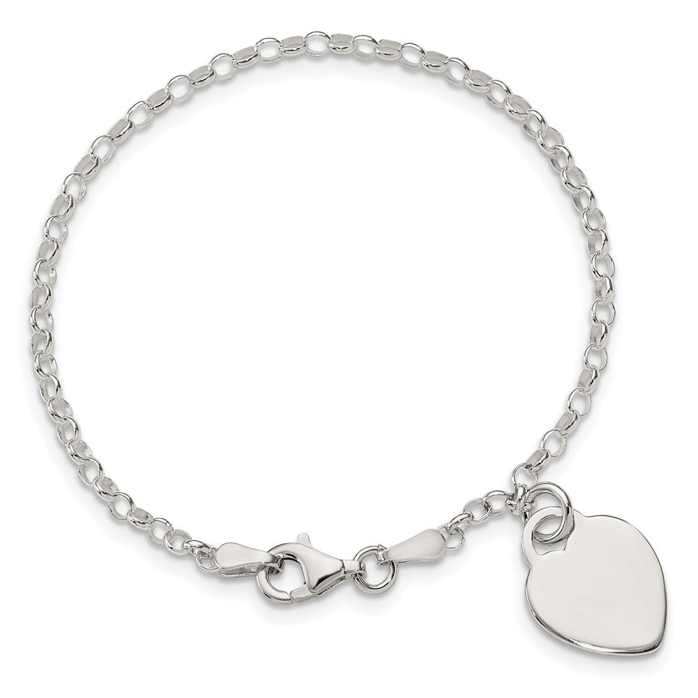 Sterling Silver Engraveable Heart Bracelet