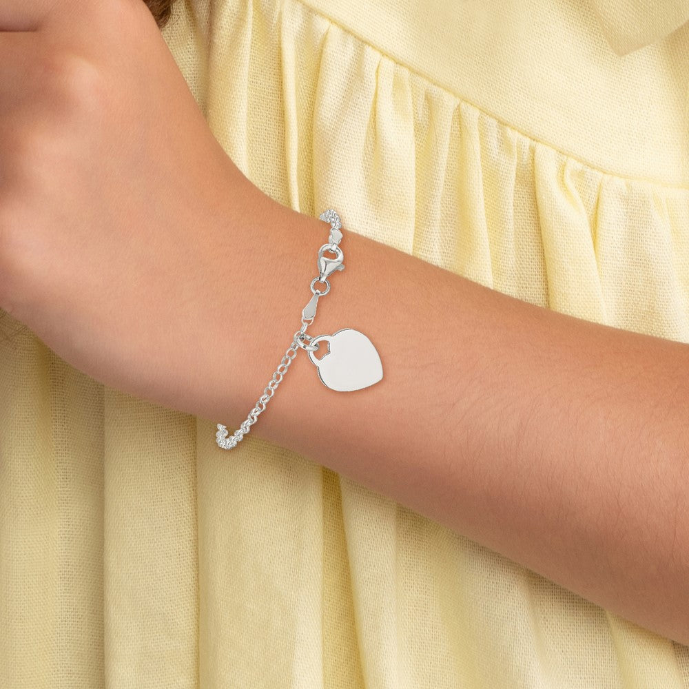 Sterling Silver Engraveable Heart Bracelet