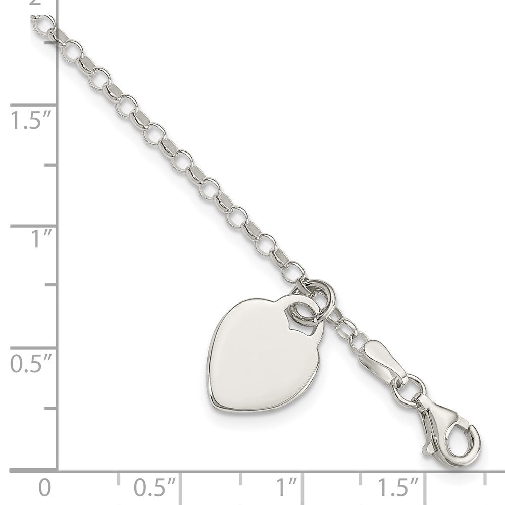 Sterling Silver Engraveable Heart Bracelet