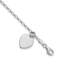 Sterling Silver Rhodium-plated Heart 6 Inch Bracelet