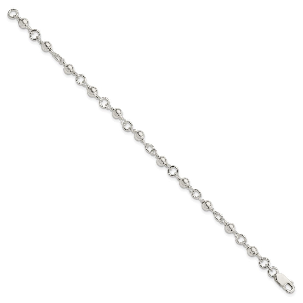 Sterling Silver Beaded Fancy Link Bracelet