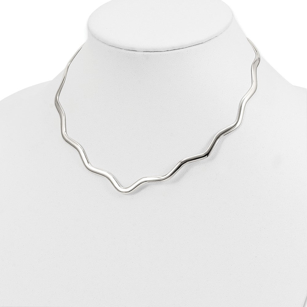 Sterling Silver Wavy V-Shape Neck Collar