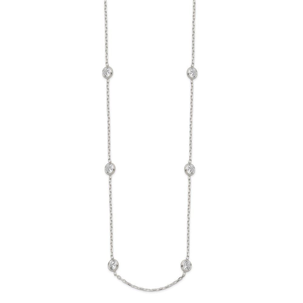 Sterling Silver w/ ext. 12-Station CZ Necklace