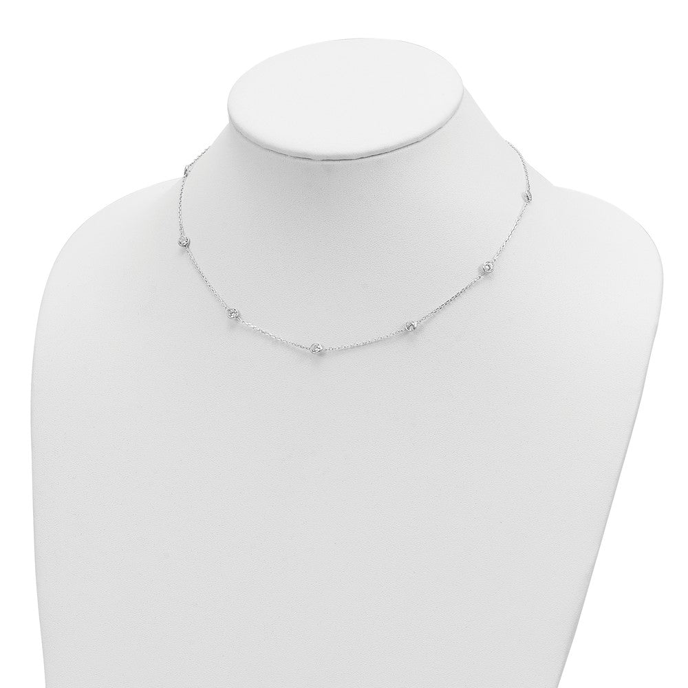 Sterling Silver w/ ext. 12-Station CZ Necklace