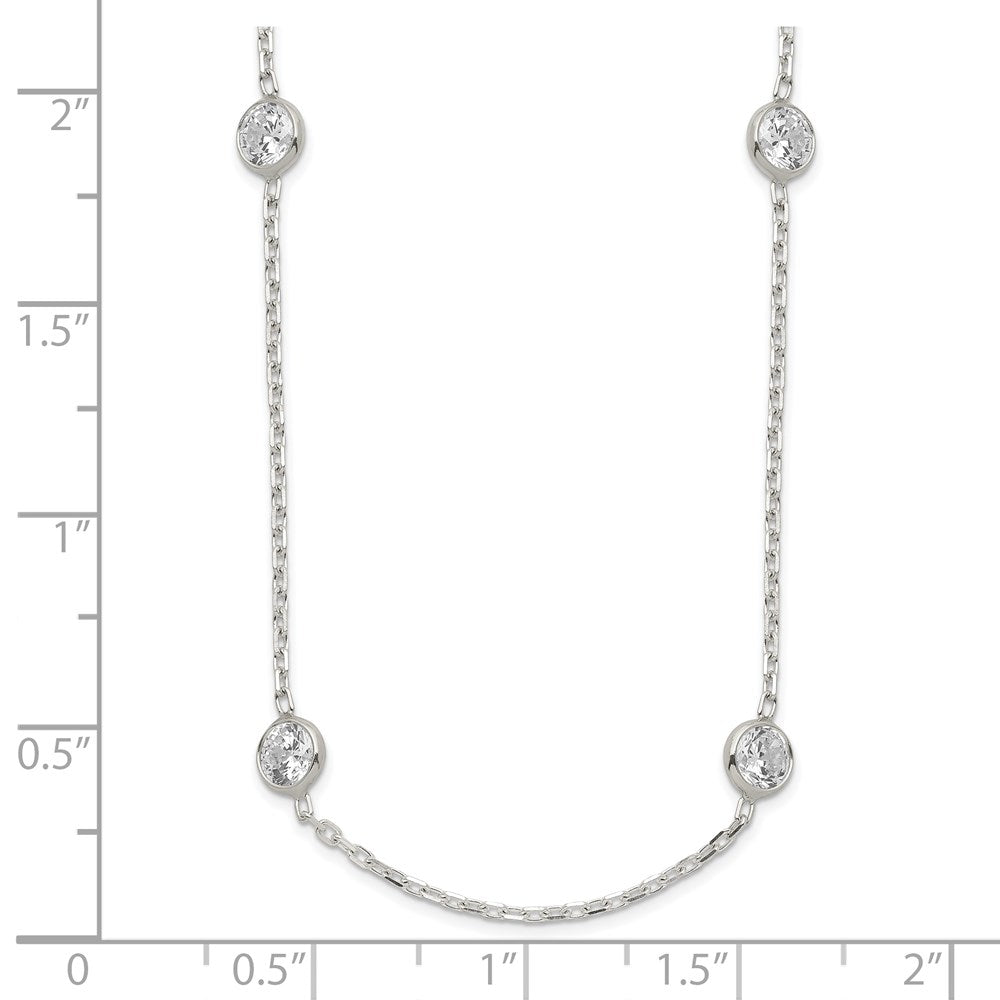 Sterling Silver w/ ext. 12-Station CZ Necklace