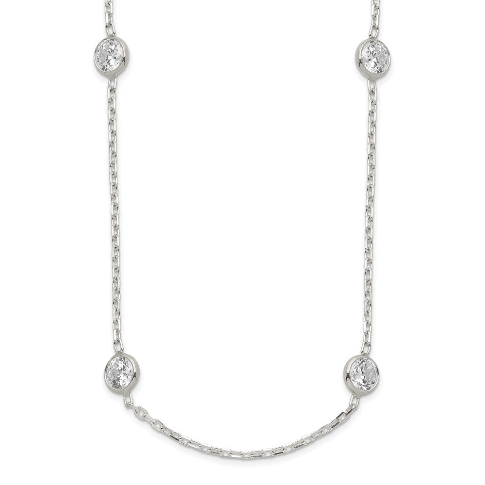 Sterling Silver w/ ext. 12-Station CZ Necklace