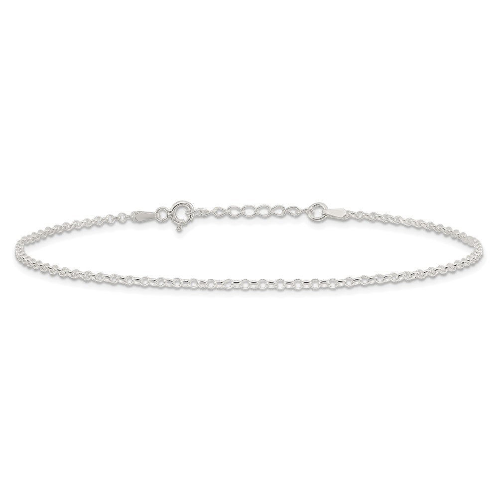 Sterling Silver 2mm Rolo 9in Plus 1in ext. Chain Anklet