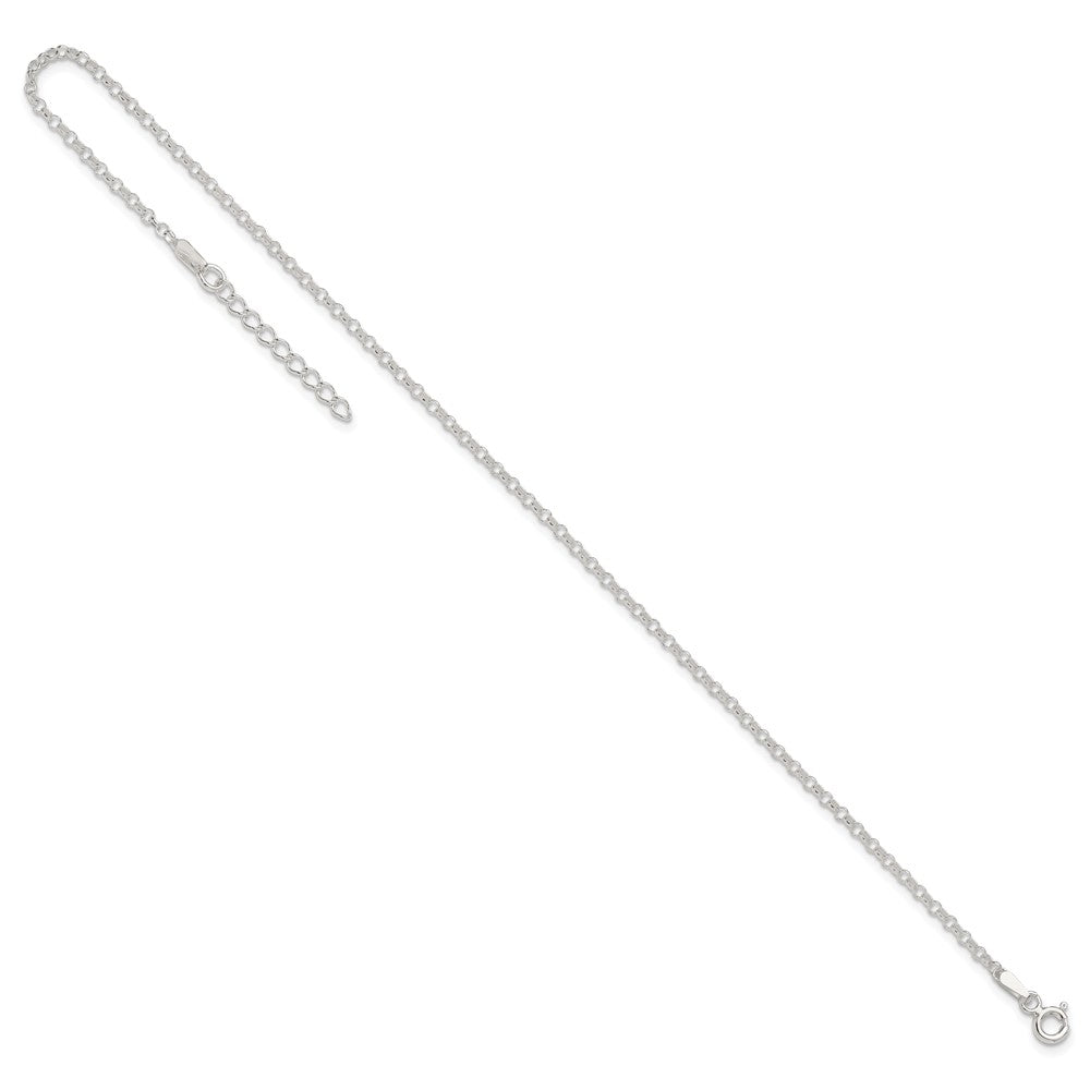 Sterling Silver 2mm Rolo 9in Plus 1in ext. Chain Anklet