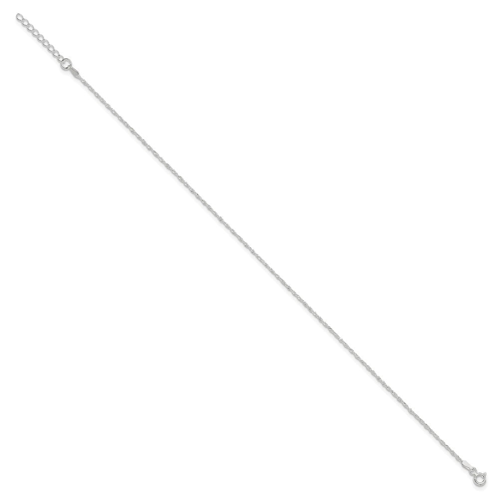 Sterling Silver 1.3mm Singapore Plus ext. Chain Anklet