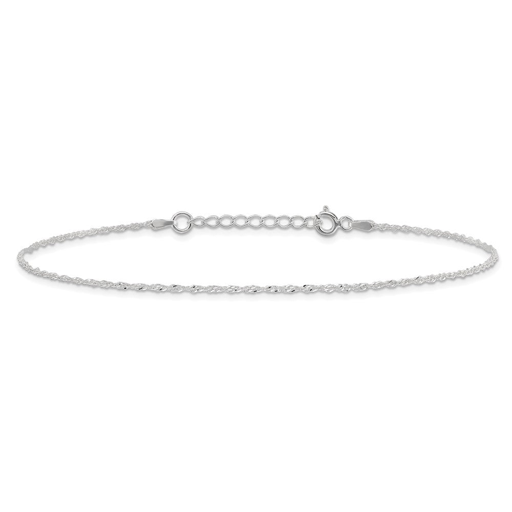 Sterling Silver 1.3mm Singapore Plus ext. Chain Anklet