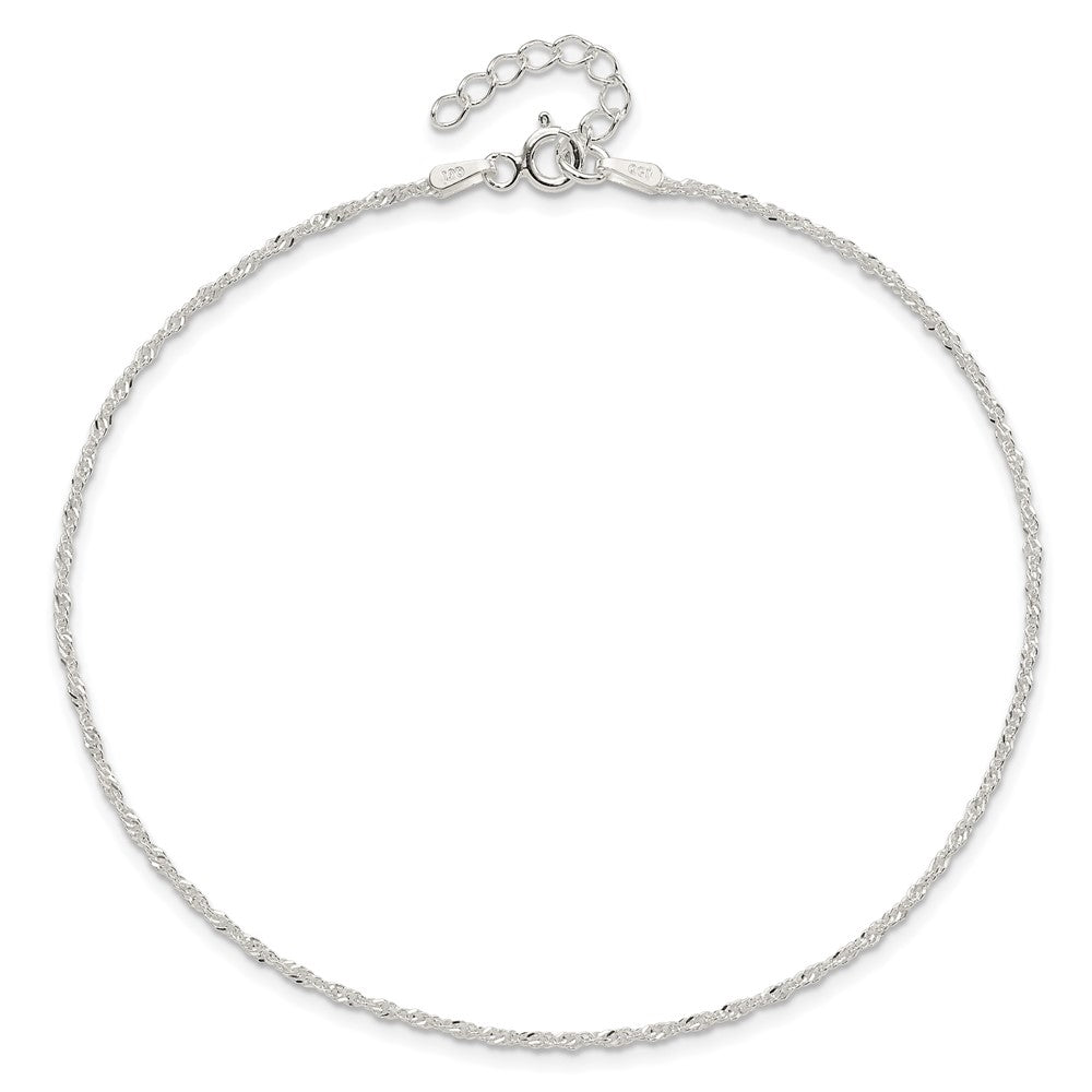 Sterling Silver 1.3mm Singapore Plus ext. Chain Anklet