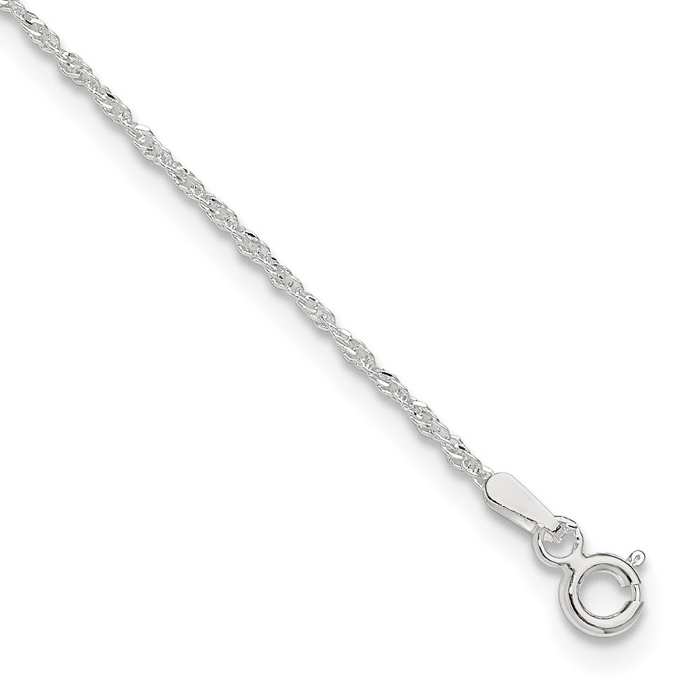 Sterling Silver 1.3mm Singapore Plus ext. Chain Anklet