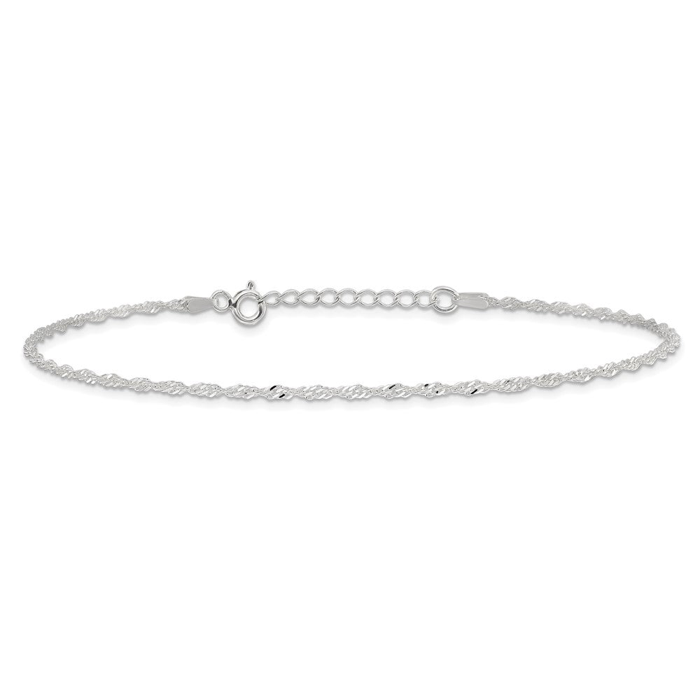 Sterling Silver Singapore 9in Plus 1in ext. Anklet