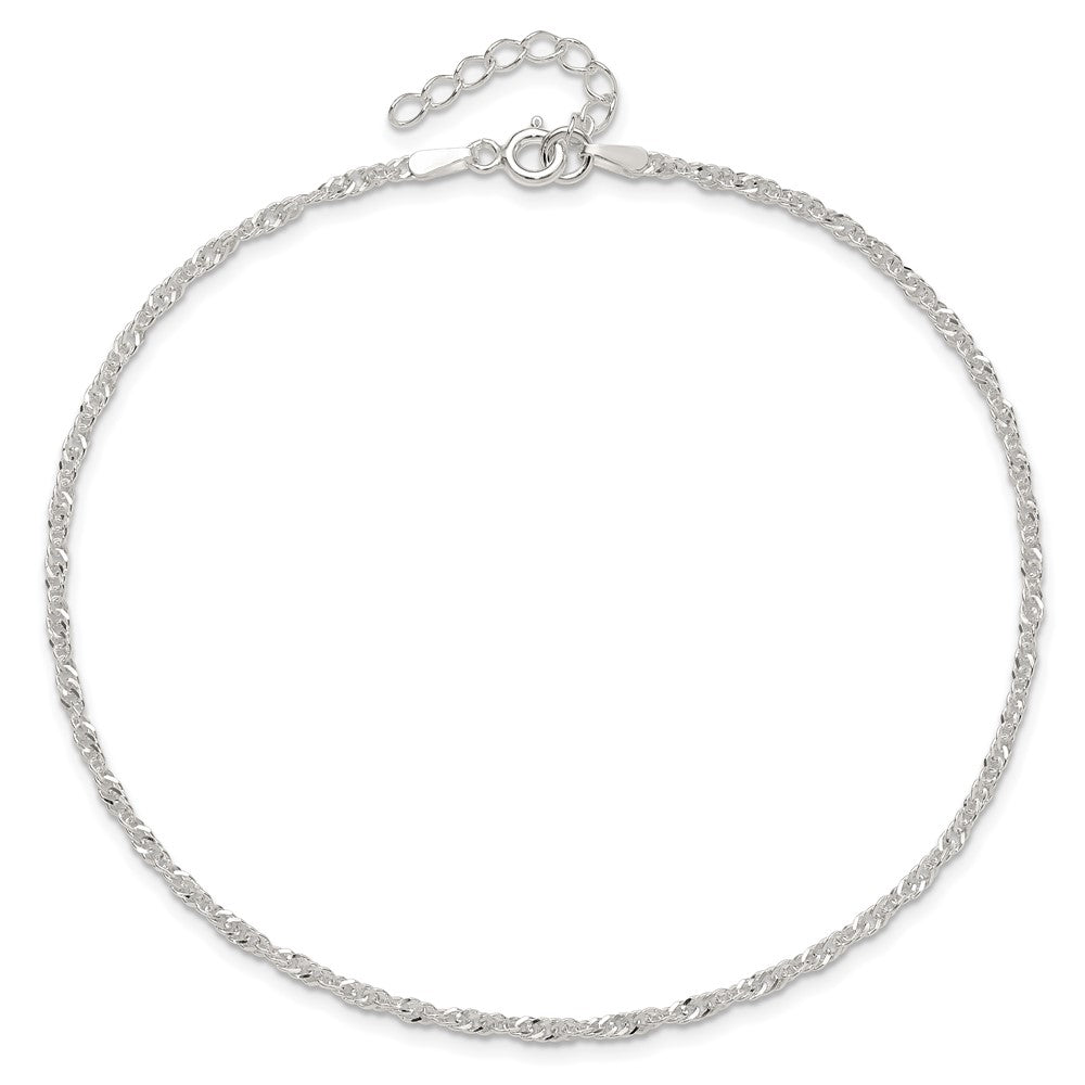 Sterling Silver Singapore Plus ext. Chain Anklet