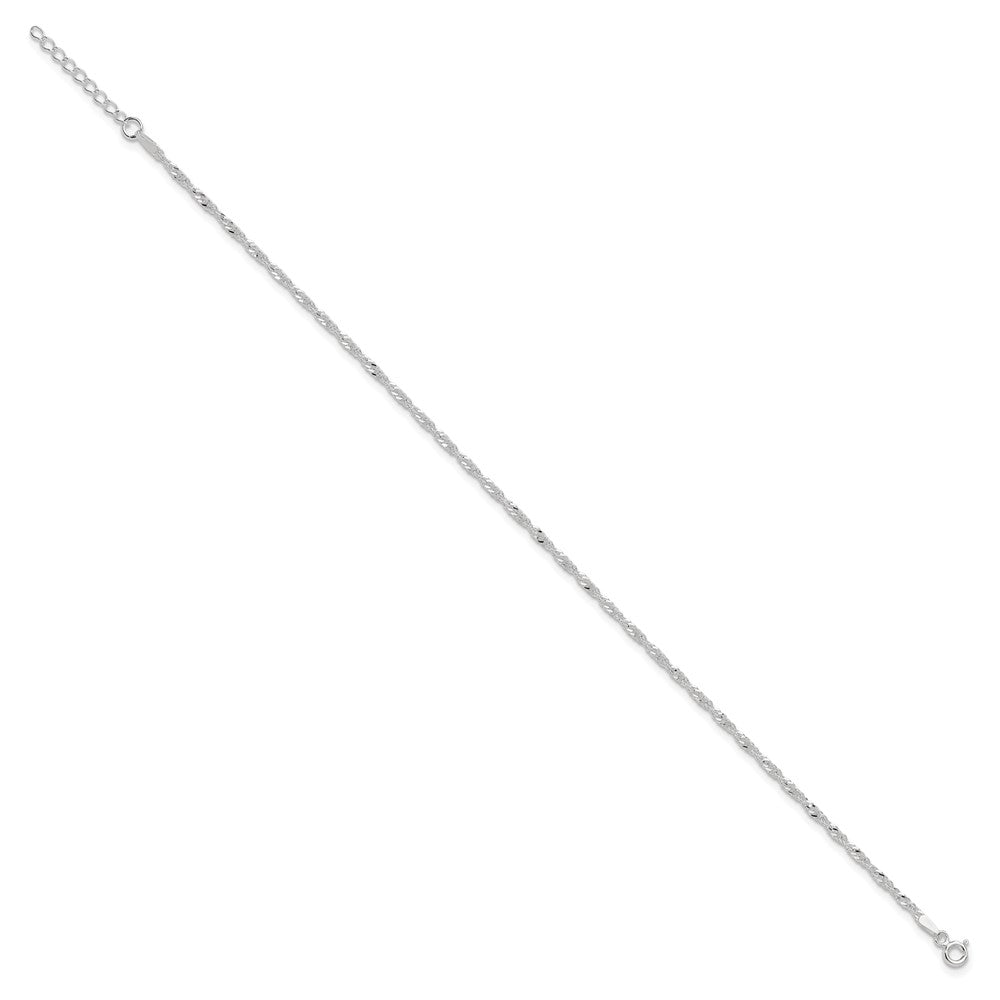 Sterling Silver 2mm Singapore Plus ext. Chain Anklet