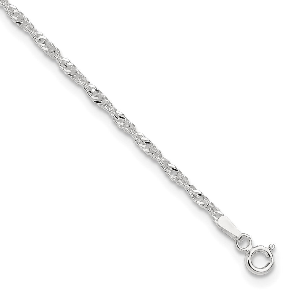 Sterling Silver 2mm Singapore Plus ext. Chain Anklet