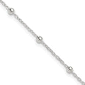 Sterling Silver 1mm Beaded Chain Plus ext. Anklet