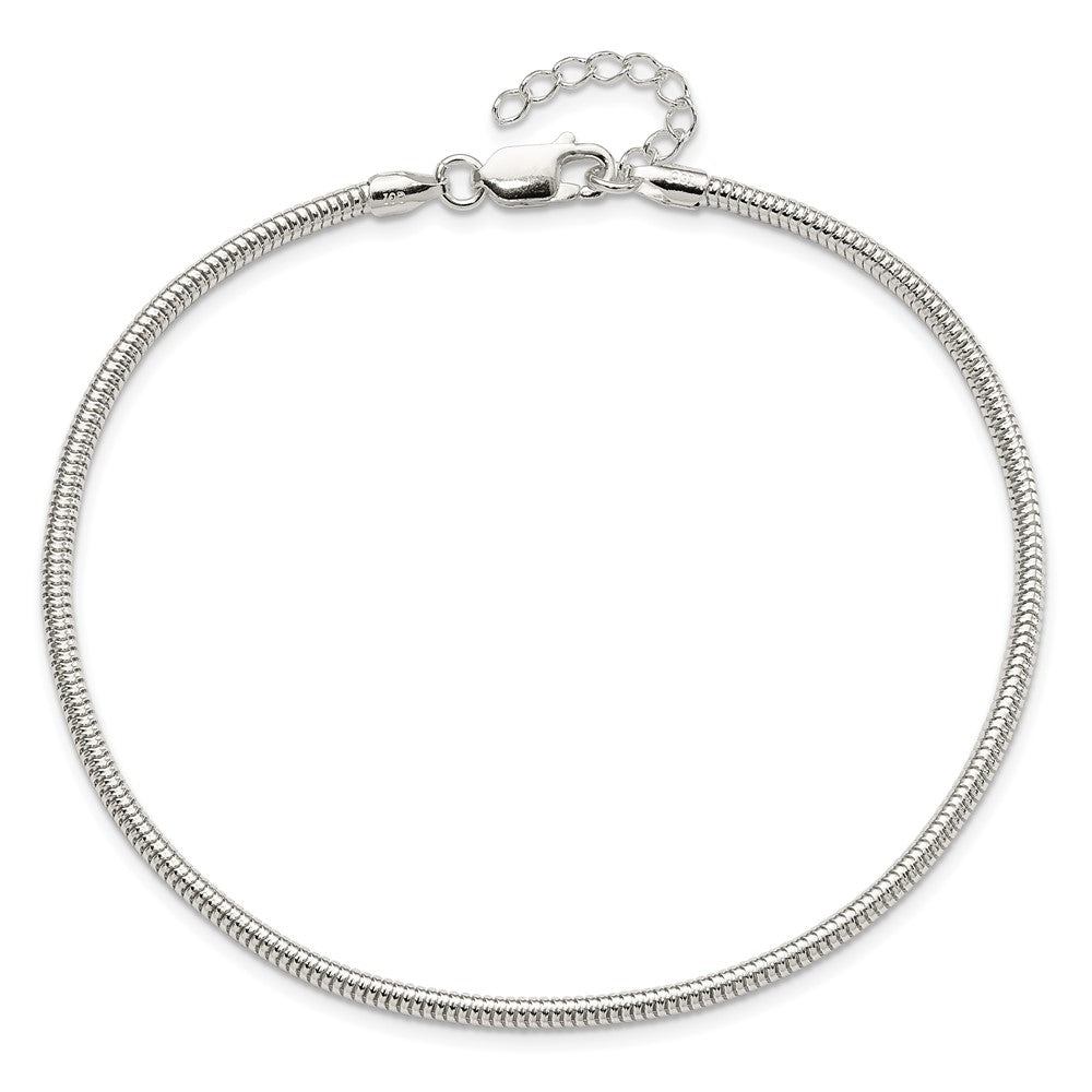 Sterling Silver 2.5mm Snake Chain Plus ext. Anklet