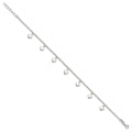 Sterling Silver Polished Hearts Anklet