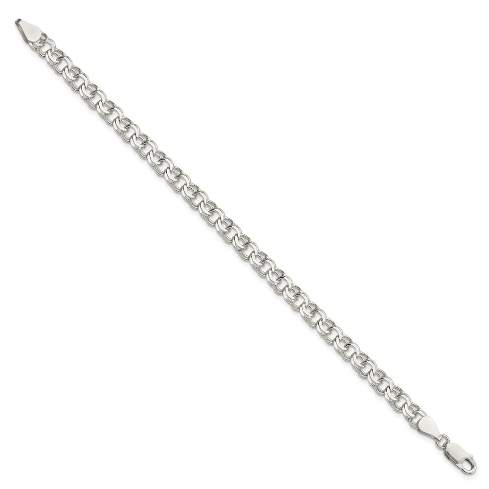 Sterling Silver 6mm Double Link Charm Bracelet